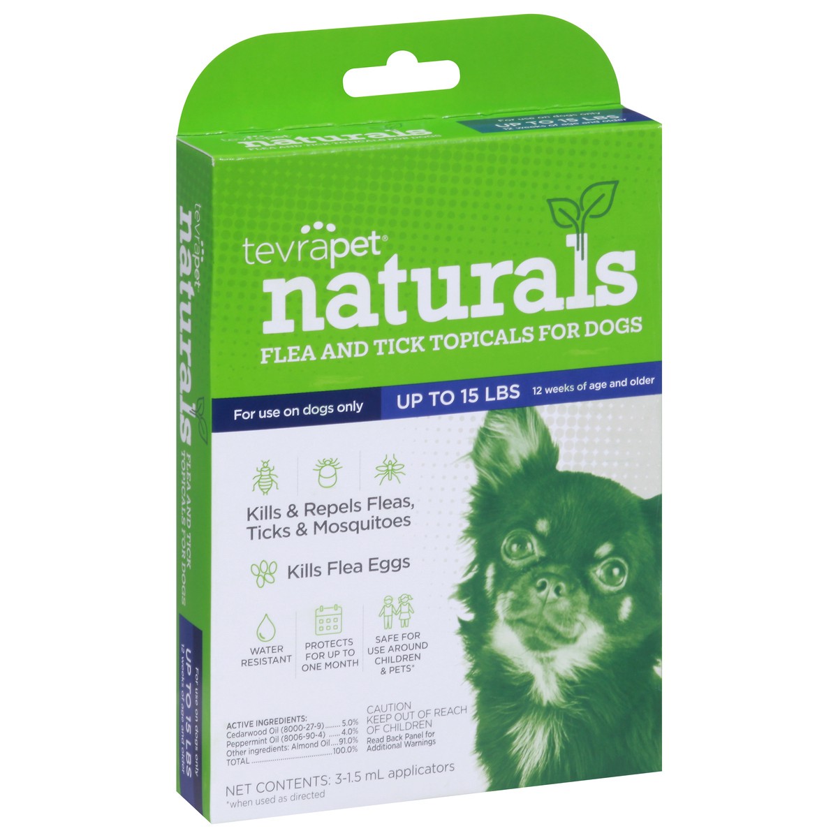 slide 5 of 13, TevraPet Naturals Flea & Tick Topicals for Dogs 3 - 1.5 ml Applicators, 3 ct