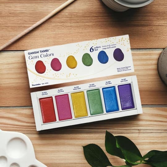 slide 1 of 2, Kuretake Gansai Tambi Gem Metallic Watercolor Set, 7.65 in x 2.75 in x 0.65 in