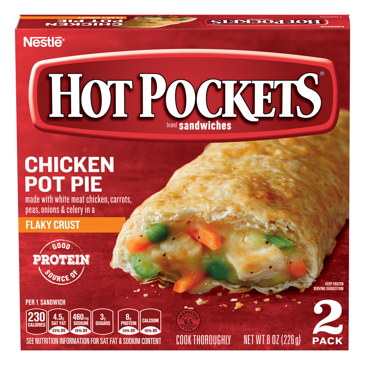 slide 1 of 11, Hot Pockets Chicken Pot Pie Flaky Crust Frozen Snacks, 2 ct; 4 oz