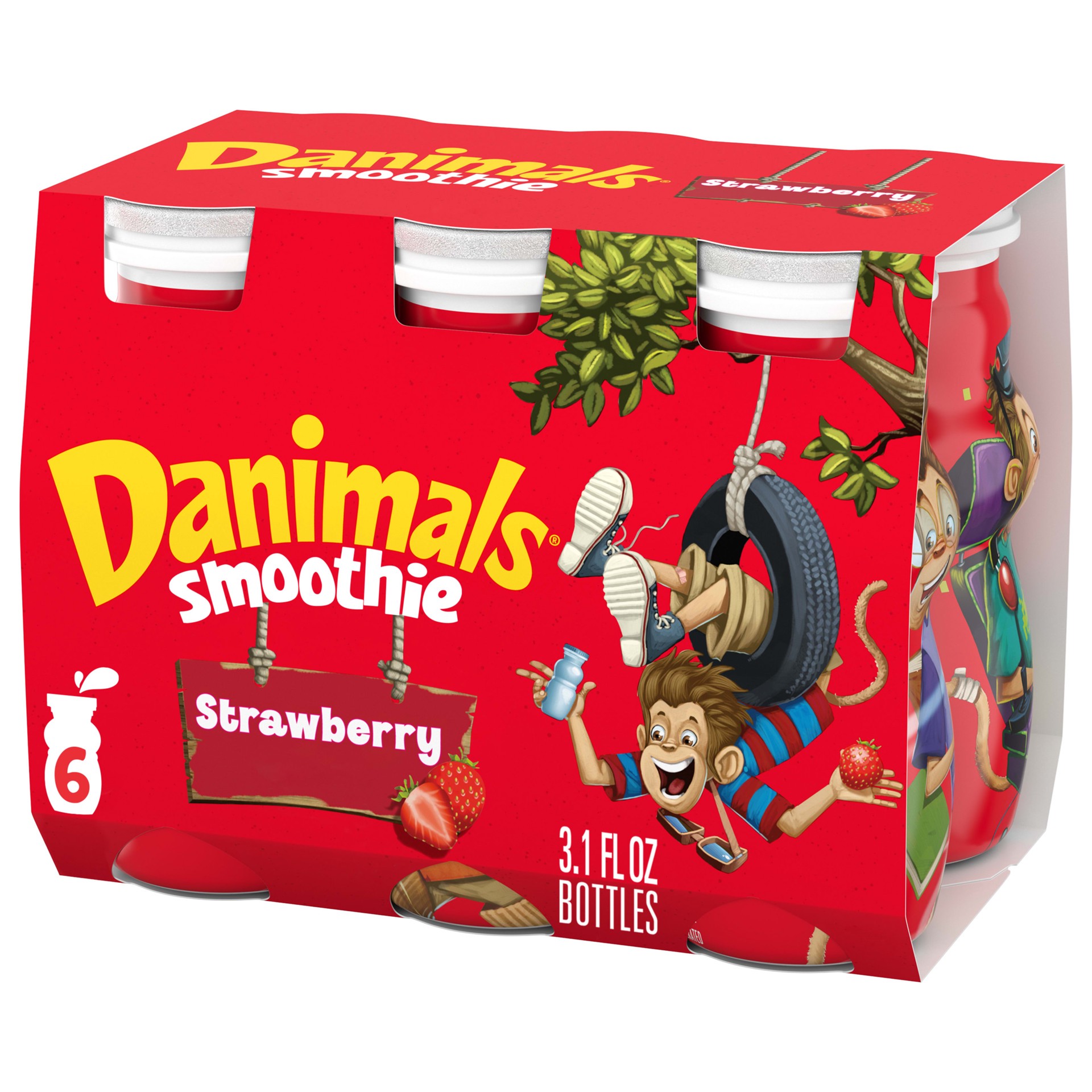 slide 1 of 5, Danimals Smoothie Strawberry Explosion Dairy Drink Multi-Pack, 3.10 fl oz