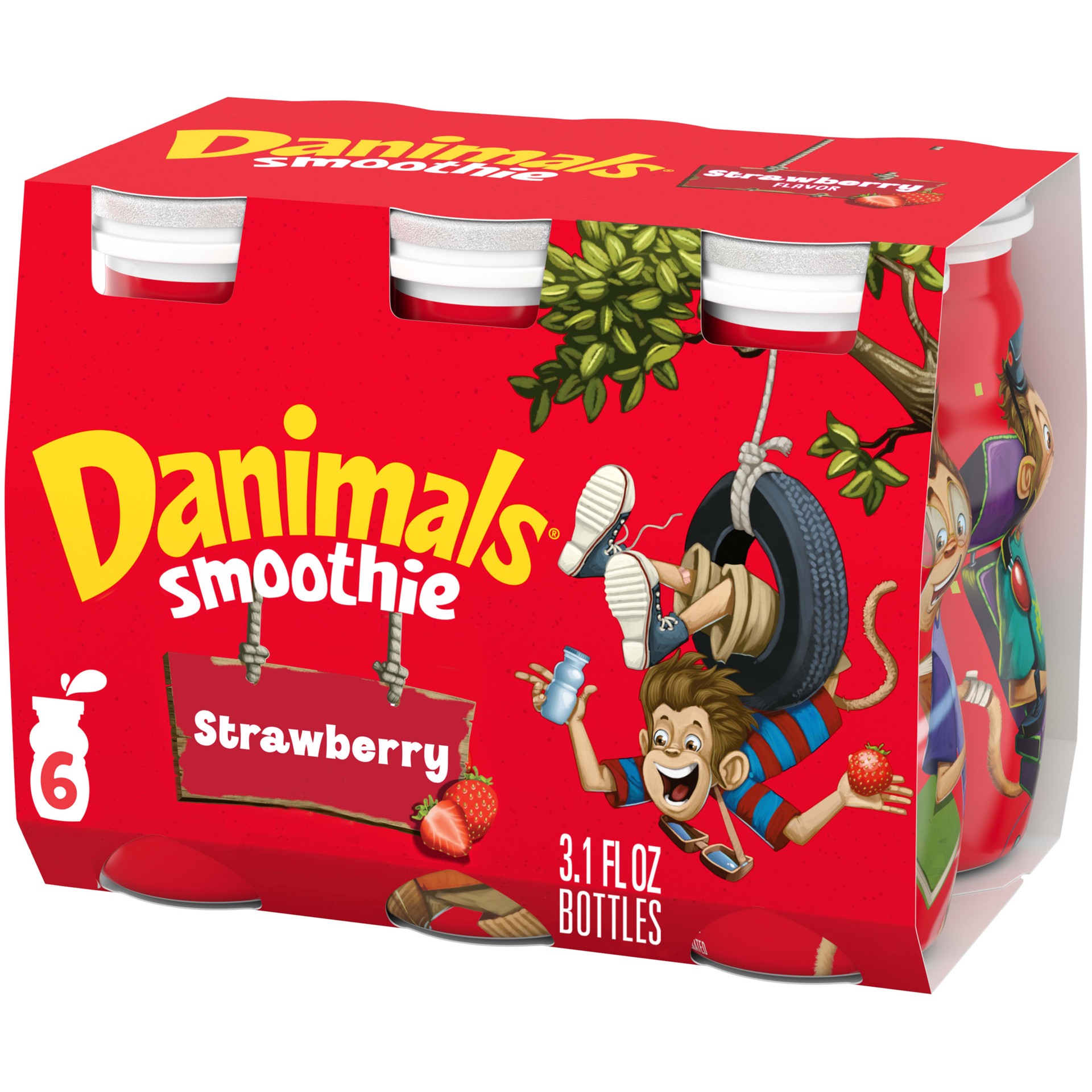 slide 1 of 5, Danimals Smoothie Strawberry Explosion Dairy Drink Multi-Pack, 3.10 fl oz