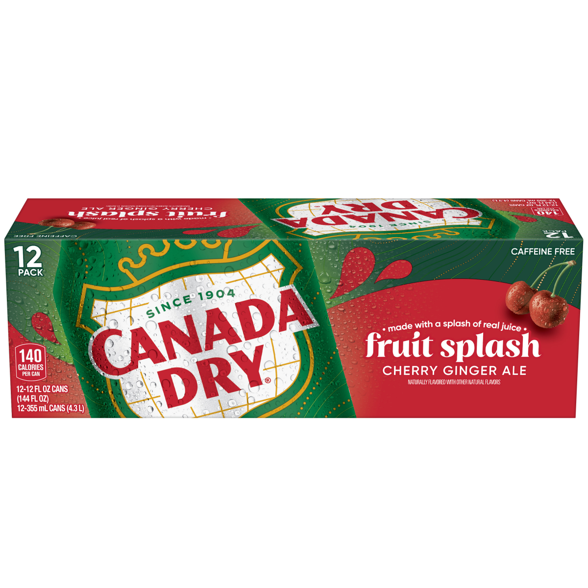 slide 21 of 25, Canada Dry Fruit Splash Cherry Ginger Ale Soda, 12 fl oz cans, 12 pack, 12 ct; 12 fl oz