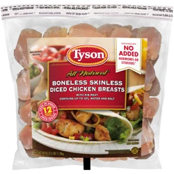 Tyson RTC, Ice Glazed Boneless Skinless Chicken Breast Chunks with rib meat