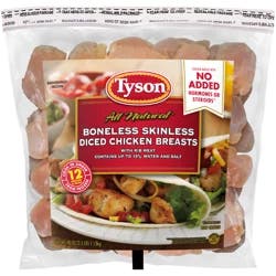 Tyson RTC, Ice Glazed Boneless Skinless Chicken Breast Chunks with rib meat