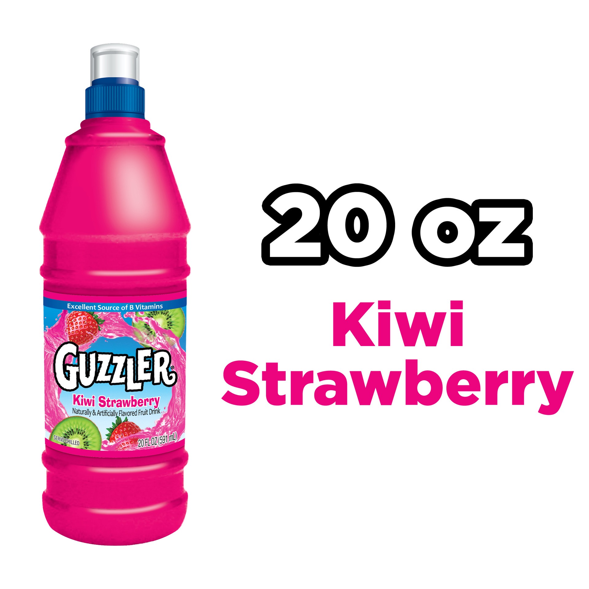 slide 1 of 13, Guzzler Kiwi Strawberry Drink, 20 FL OZ Bottle, 20 oz