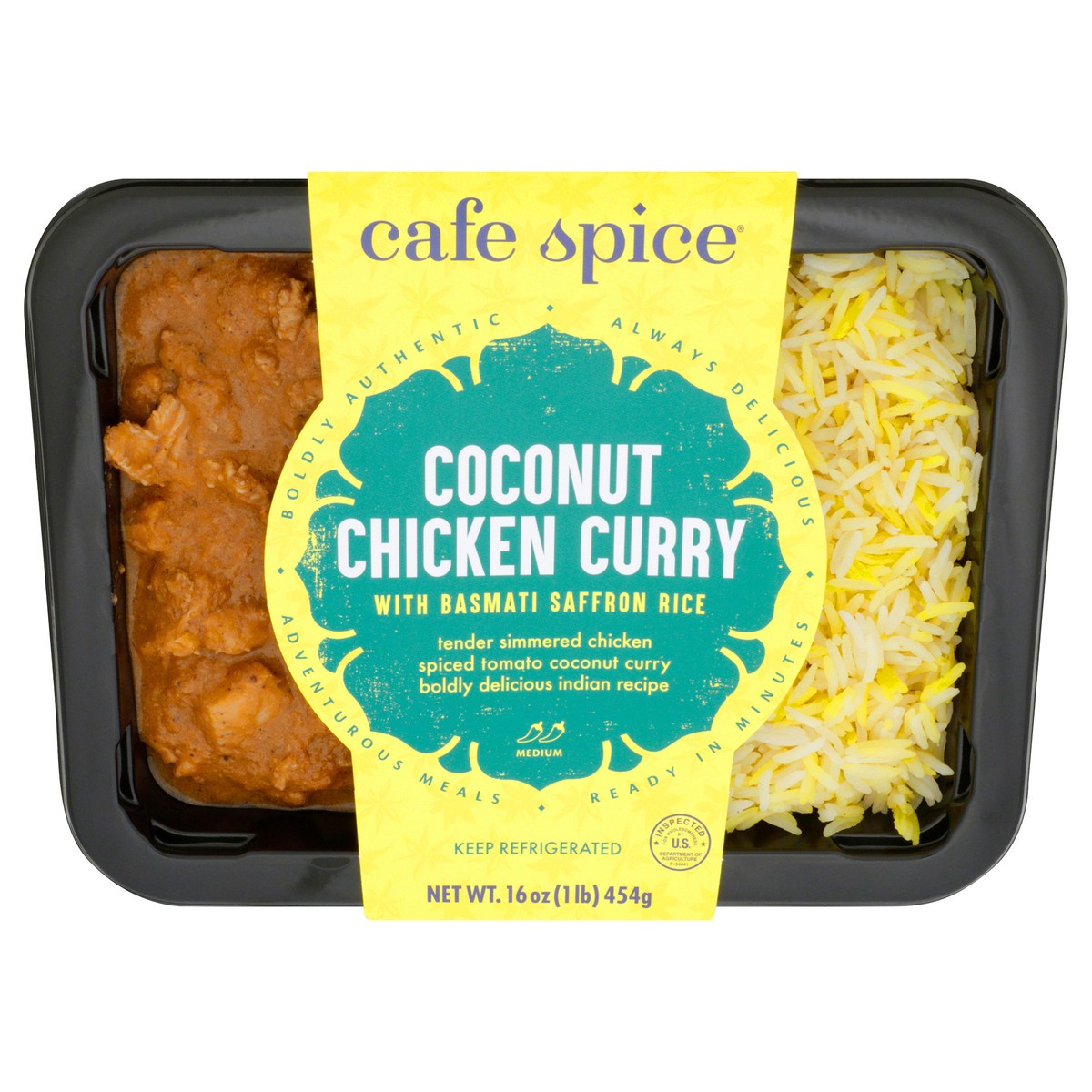 slide 1 of 11, Café Spice Coconut Chicken Curry with Saffron Rice, 16 oz