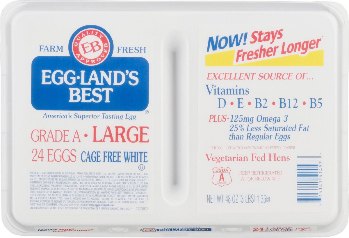 slide 8 of 9, Eggland's Best Cage Free Large White Eggs, 24 Count, 2 doz