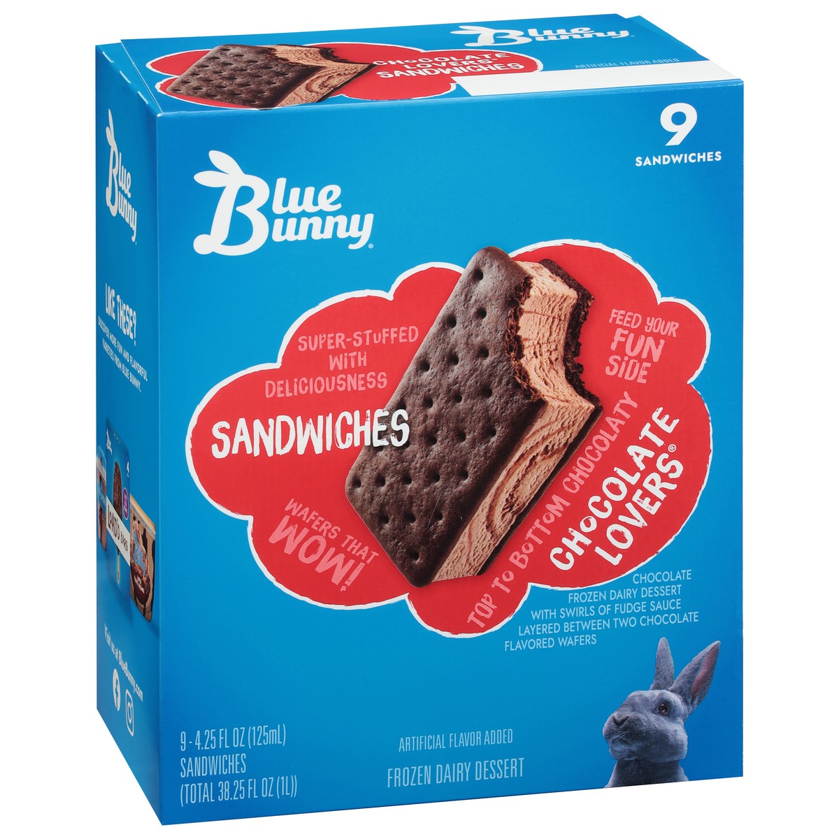 slide 5 of 9, Blue Bunny Chocolate Lovers Sandwich, 38.25 fl oz