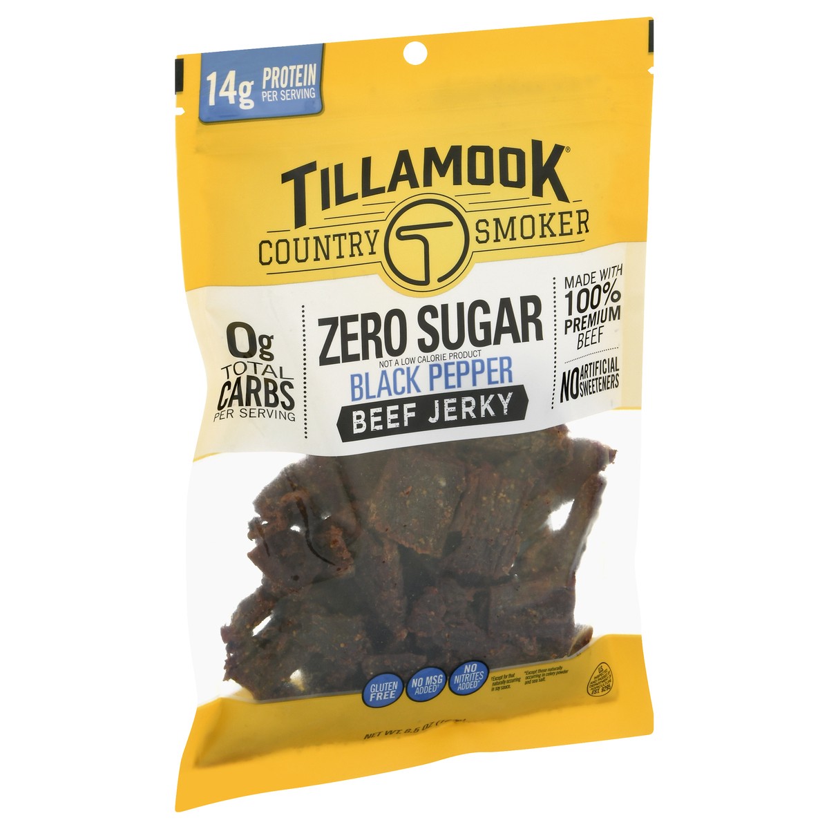 slide 3 of 9, Tillamook Black Pepper Zero Sugar Beef Jerky, 6.5 oz