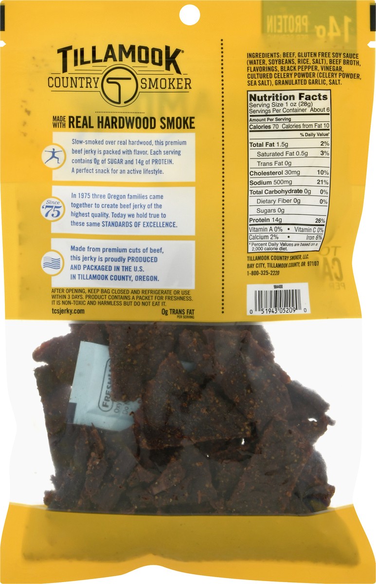 slide 6 of 9, Tillamook Black Pepper Zero Sugar Beef Jerky, 6.5 oz