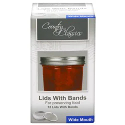 Country Classics Wide Mouth Canning Jar Lids with Bands 12 Pack