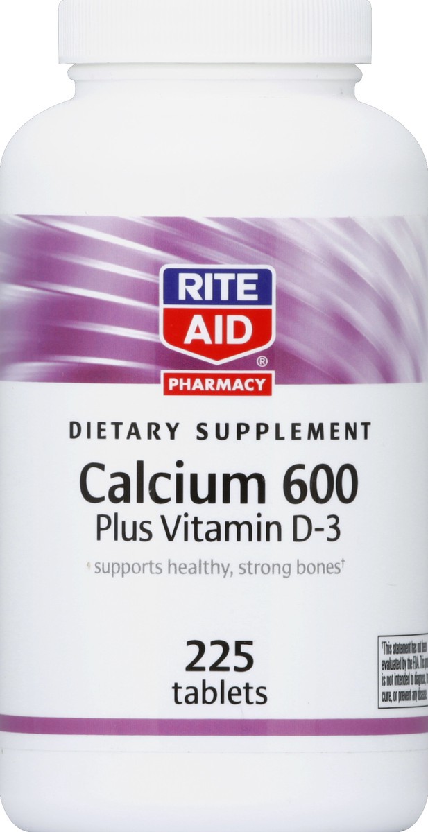 slide 2 of 3, Rite Aid Calcium 600 Plus Vitamin D-3 Tablets, 225 ct