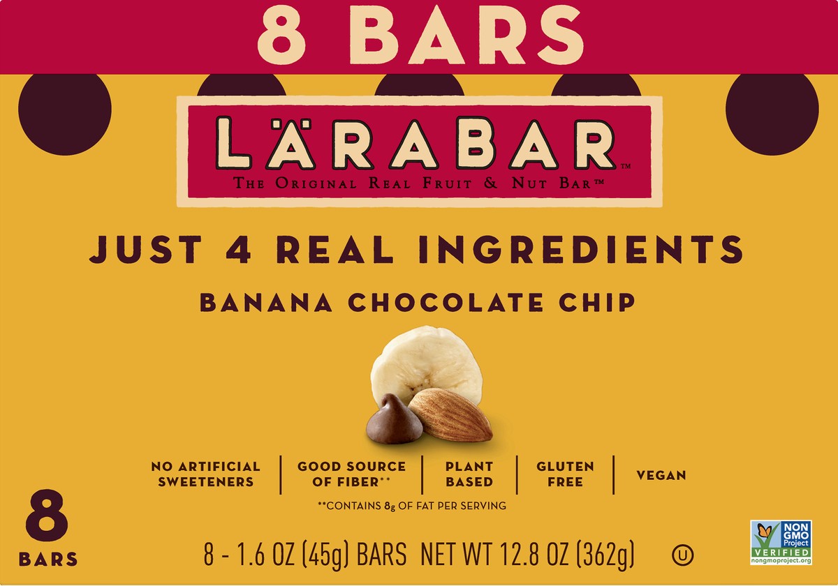 slide 2 of 9, LÄRABAR Banana Chocolate Chip Bars, Vegan, Gluten Free, 8 ct, 12.8 oz, 8 ct; 1.6 oz