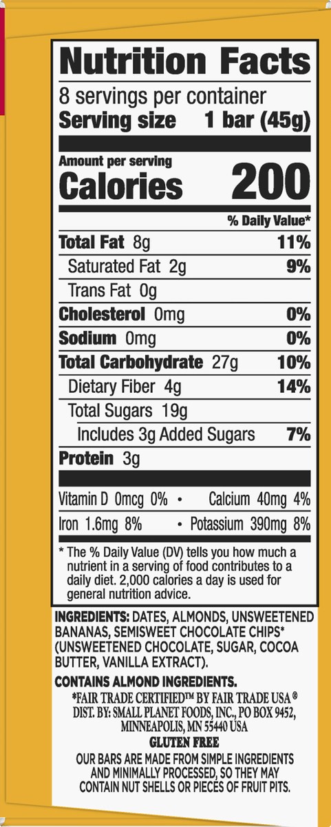 slide 4 of 9, LÄRABAR Banana Chocolate Chip Bars, Vegan, Gluten Free, 8 ct, 12.8 oz, 8 ct; 1.6 oz