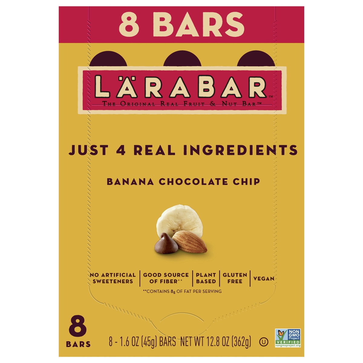 slide 1 of 9, LÄRABAR Banana Chocolate Chip Bars, Vegan, Gluten Free, 8 ct, 12.8 oz, 8 ct; 1.6 oz