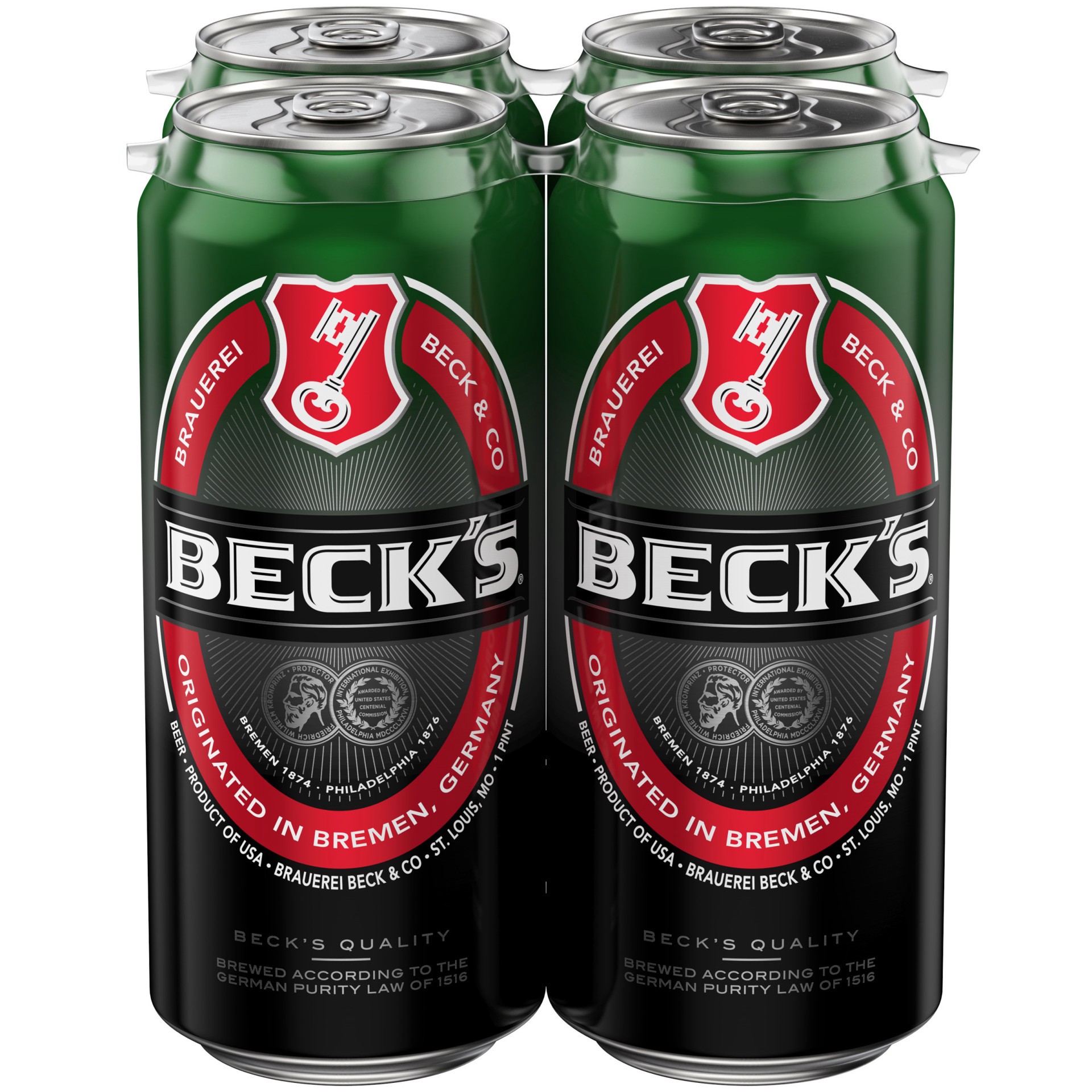 slide 1 of 2, Beck's Beer 4 Pack, 16 fl oz Cans, 5% ABV, 4 ct; 16 oz