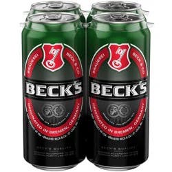 Beck's Beer 4 Pack, 16 fl oz Cans, 5% ABV
