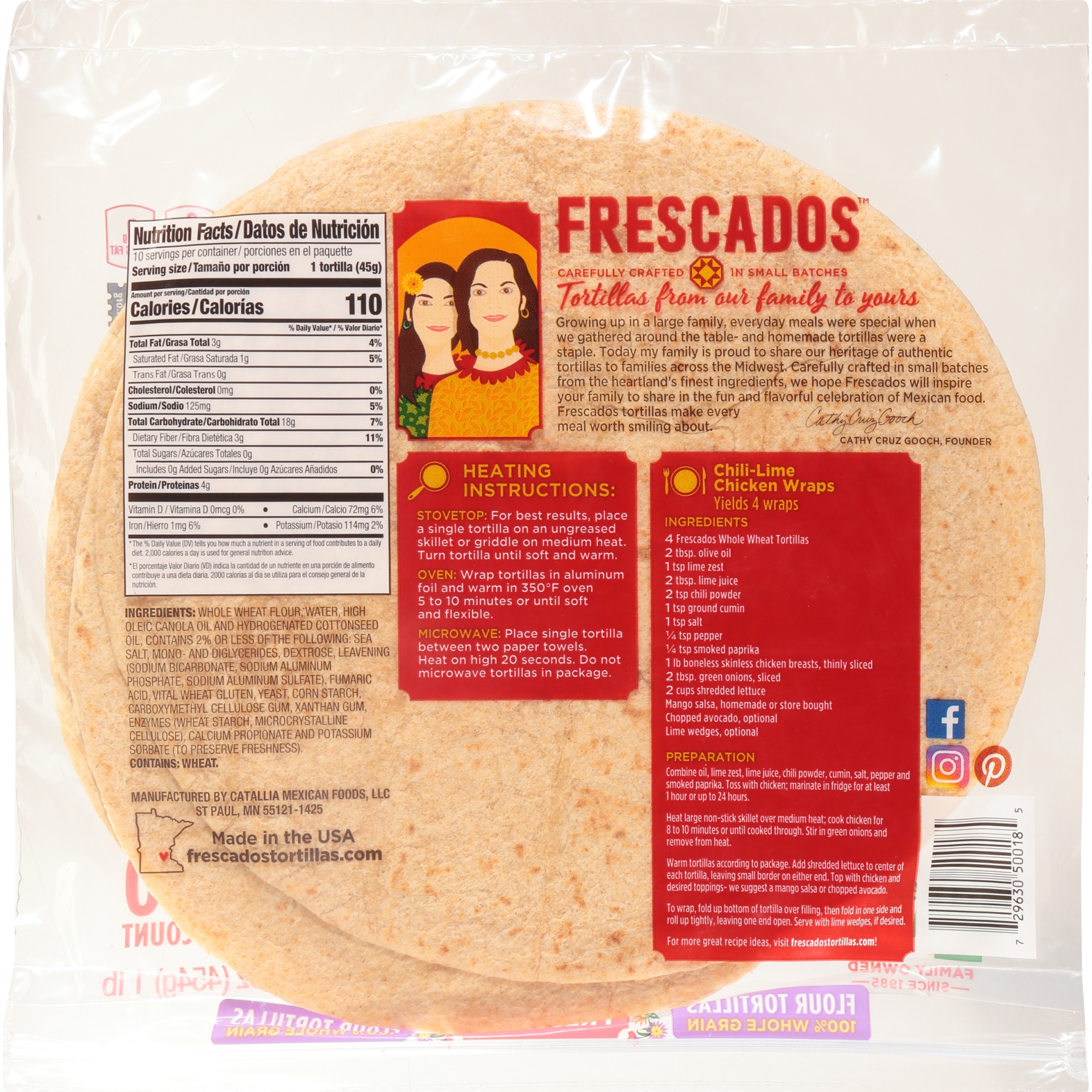 slide 4 of 6, Frescados 100% Whole Wheat Large Flour Tortillas, 16 oz