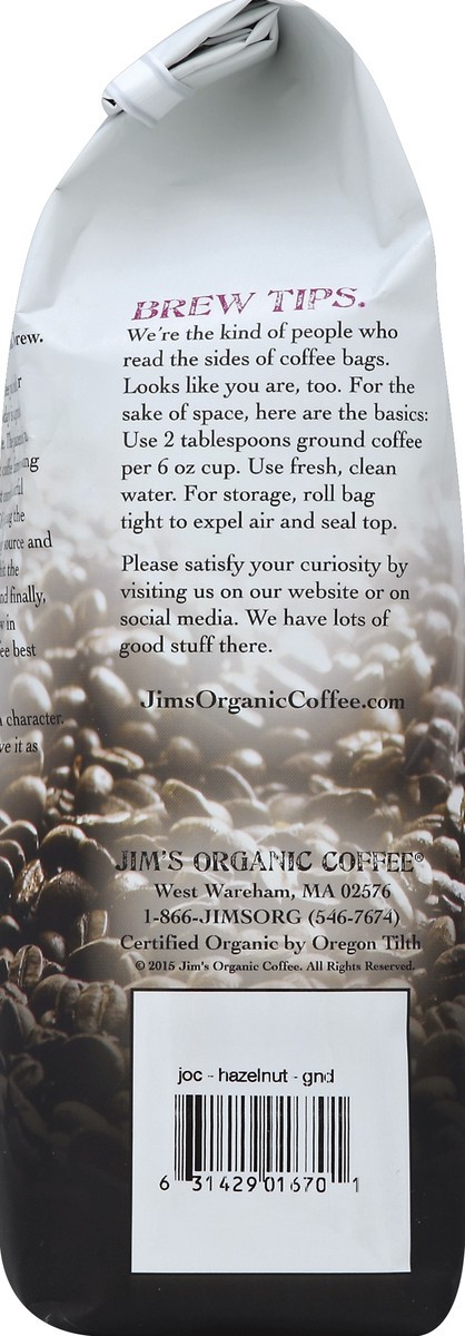 slide 4 of 4, Jim's Organic Coffee Coffee Hazelnut Organic - 12 oz, 12 oz