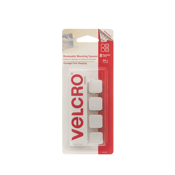 slide 1 of 1, VELCRO Brand - Removable Mounting Squares, Damage-Free Hanging, 3/4in Squares, Pack of 8, 1 ct