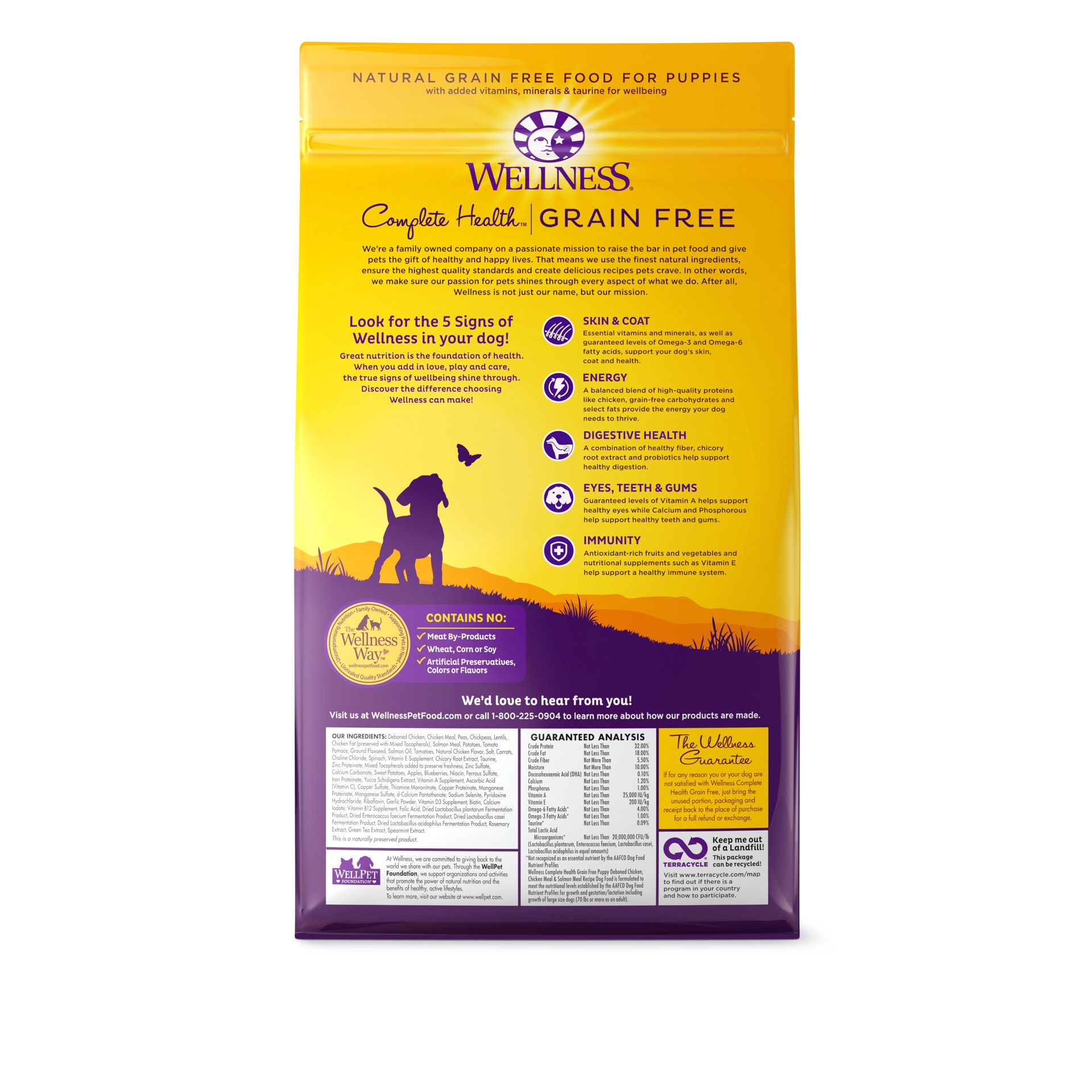 slide 3 of 5, Wellness Complete Health Natural Grain Free Dry Puppy Food, Chicken & Salmon, 4-Pound Bag, 4 lb