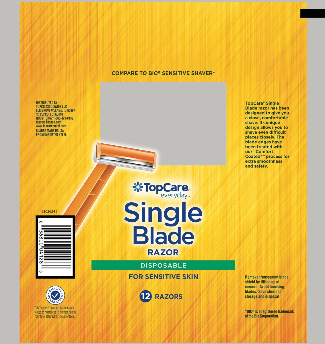 slide 11 of 13, TopCare Everyday Single Blade Disposable Razors 12 ea, 12 ct