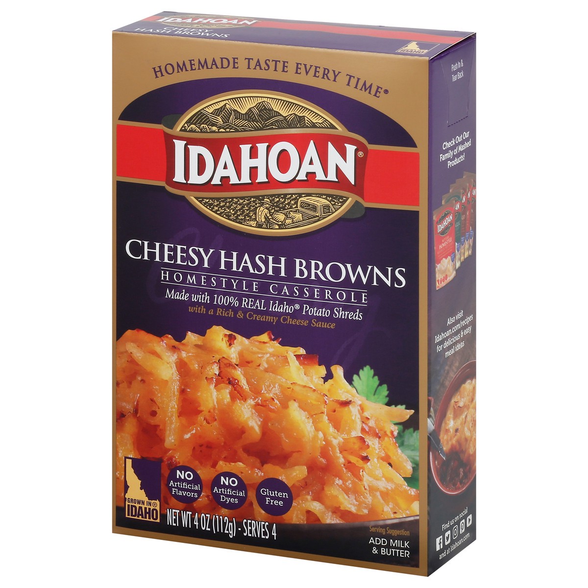 slide 3 of 9, Idahoan Cheesy Hash Browns Homestyle Casserole 4 oz, 4 oz