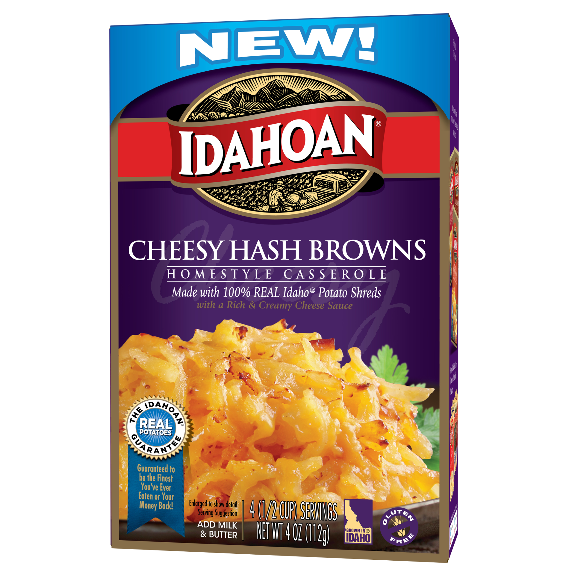slide 1 of 9, Idahoan Cheesy Hash Browns Homestyle Casserole 4 oz, 4 oz
