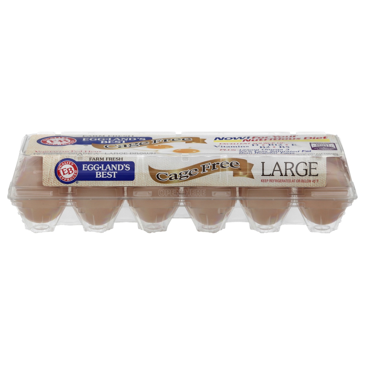 slide 1 of 1, Eggland's Best Cage Free Grade A Eggs Large Brown, 12 ct