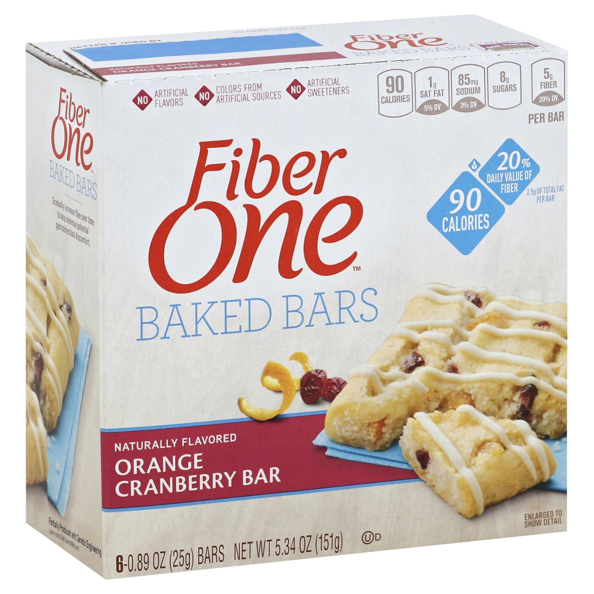 slide 1 of 1, Fiber One 90 Calorie Orange Cranberry Bars, 5.34 oz