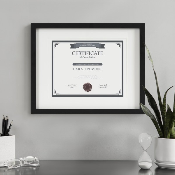 slide 2 of 2, Uniek Gallery Photo/Document Picture Frame, 12 1/4"" X 15 1/4"" With Mat, Black, 1 ct