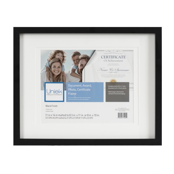 slide 1 of 2, Uniek Gallery Photo/Document Picture Frame, 12 1/4"" X 15 1/4"" With Mat, Black, 1 ct