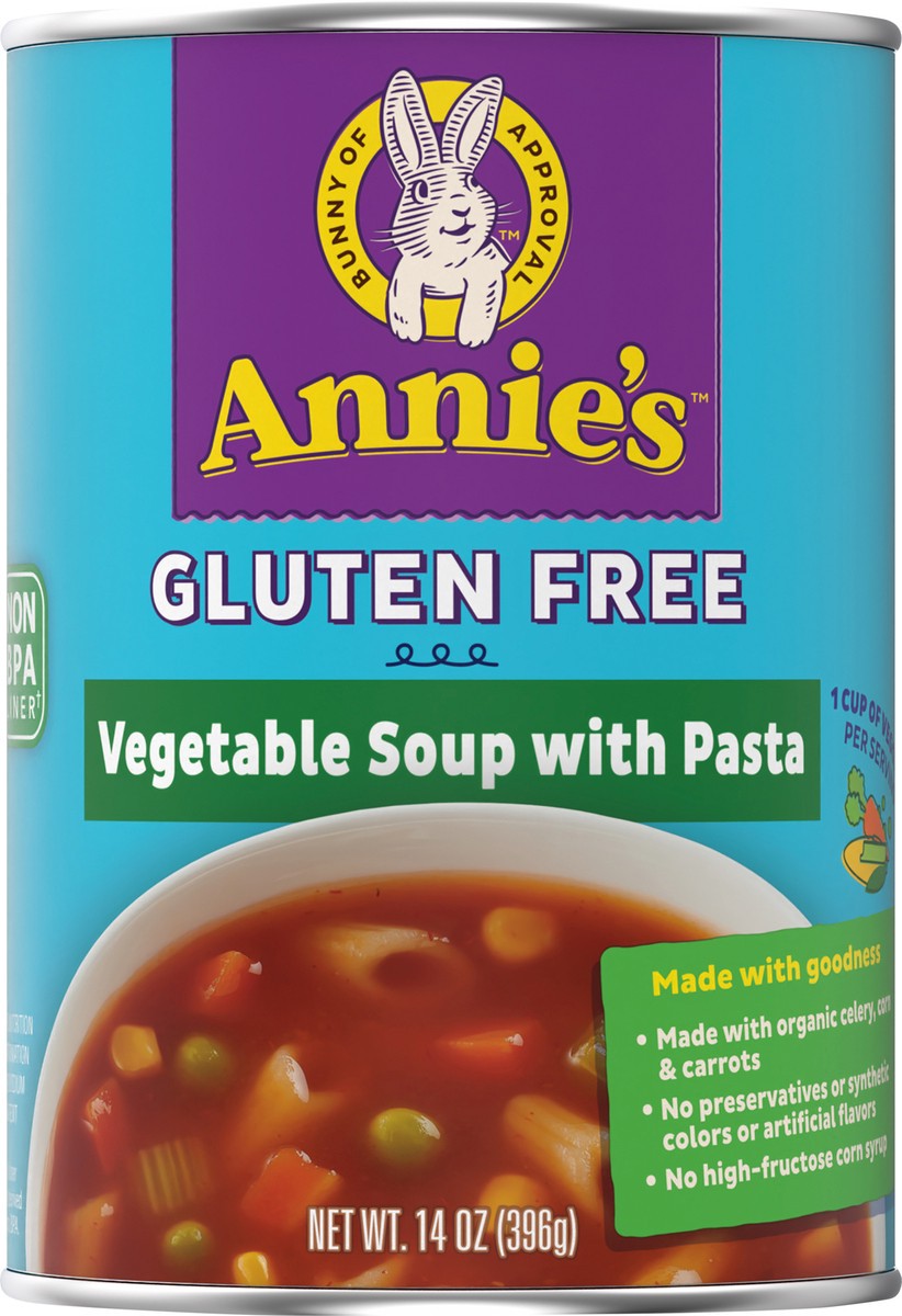 slide 10 of 13, Annie's Organic Gluten Free Vegetable Soup With Pasta, Canned Soup, 14 oz., 14 oz