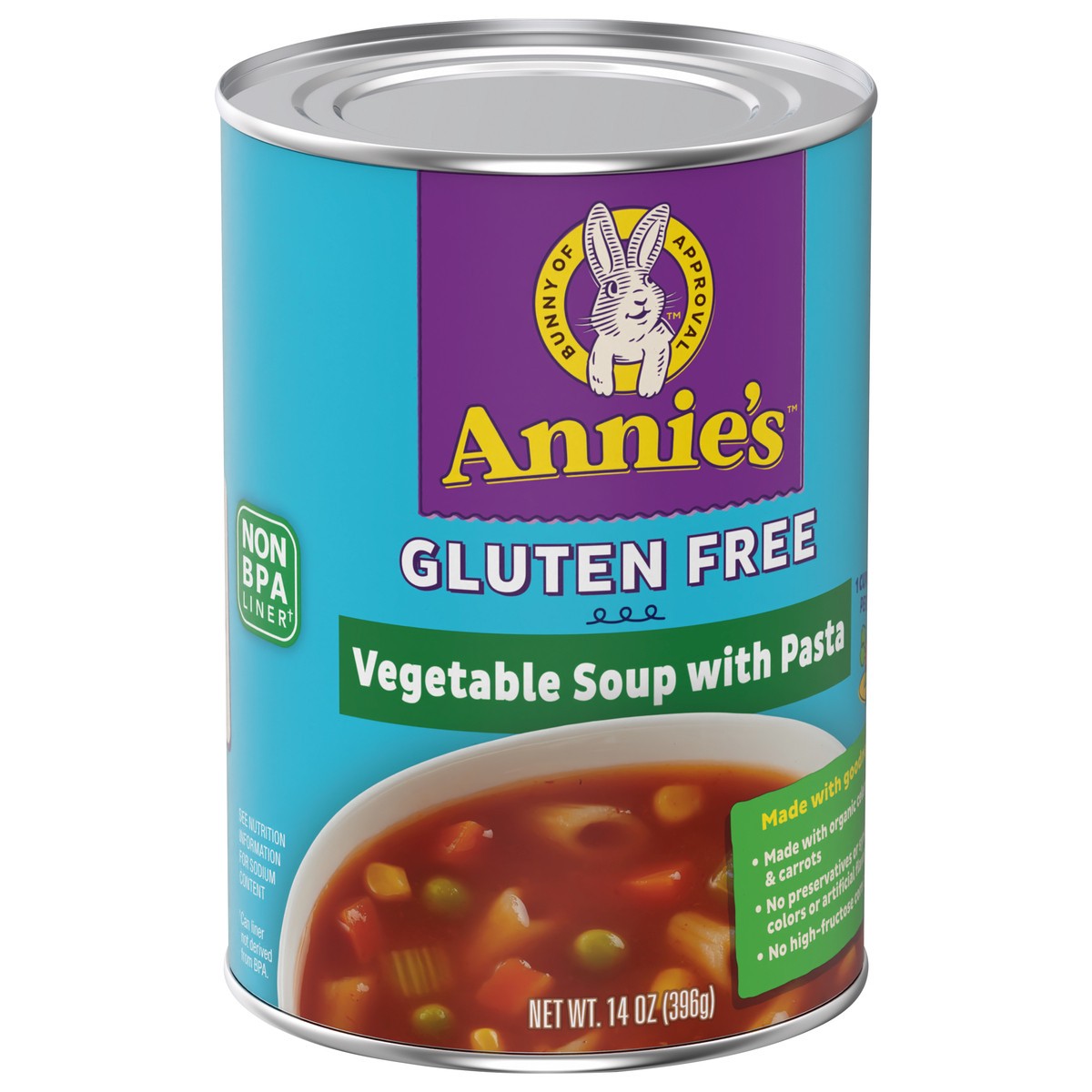 slide 4 of 13, Annie's Organic Gluten Free Vegetable Soup With Pasta, Canned Soup, 14 oz., 14 oz