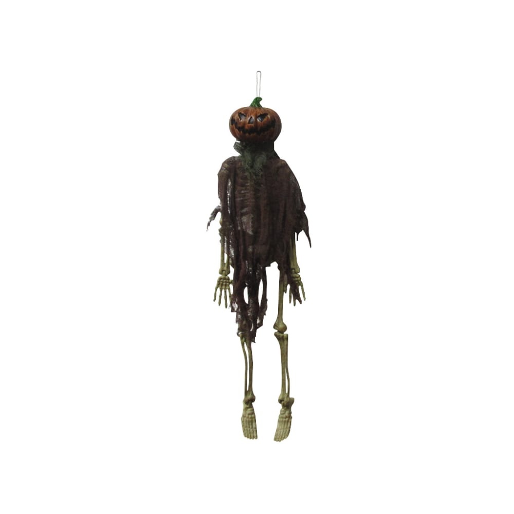 slide 1 of 1, Holiday Home Halloween Hanging Pumpkin Skeleton, 16 in