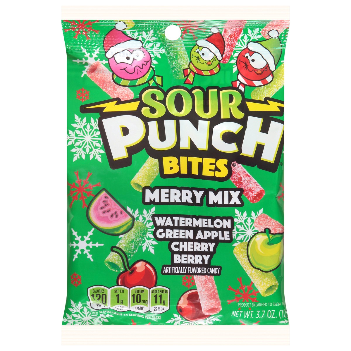 slide 1 of 12, Sour Punch Bites Merry Mix Candy 3.7 oz, 3.7 oz