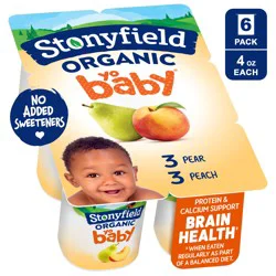 Stonyfield Organic Yo Baby 6+ Months Whole Milk Pear & Peach Yogurt with Probiotics 6 - 4 oz Cups