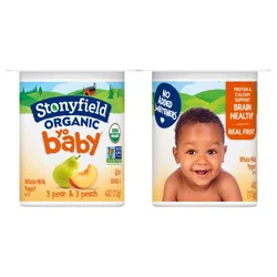 Stonyfield Organic Yo Baby 6+ Months Whole Milk Pear & Peach Yogurt with Probiotics 6 - 4 oz Cups