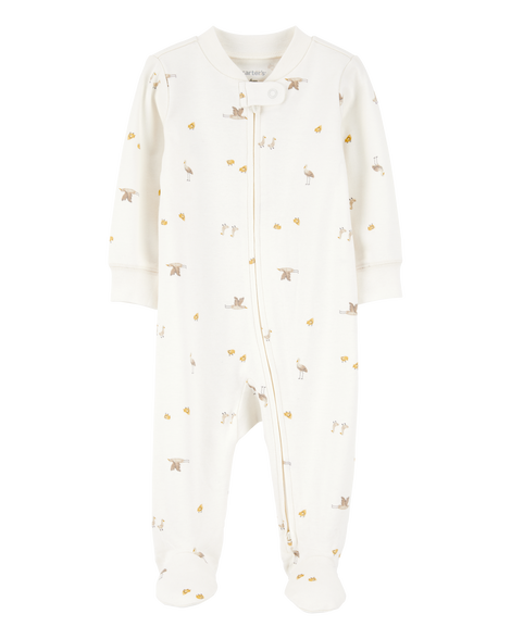 slide 1 of 2, Carter's Baby Mini Bird Print 2-Way Zip Cotton Sleep & Play Pajamas Multi NB, 1 ct