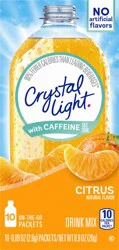 Crystal Light Citrus On-The-Go Powdered Drink Mix with Caffeine, 10 ct - 0.09 oz Packets