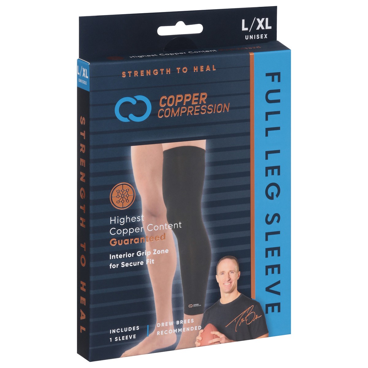 slide 7 of 9, Copper Compression Unisex Full Leg Sleeve L/XL 1 ea, 1 ct