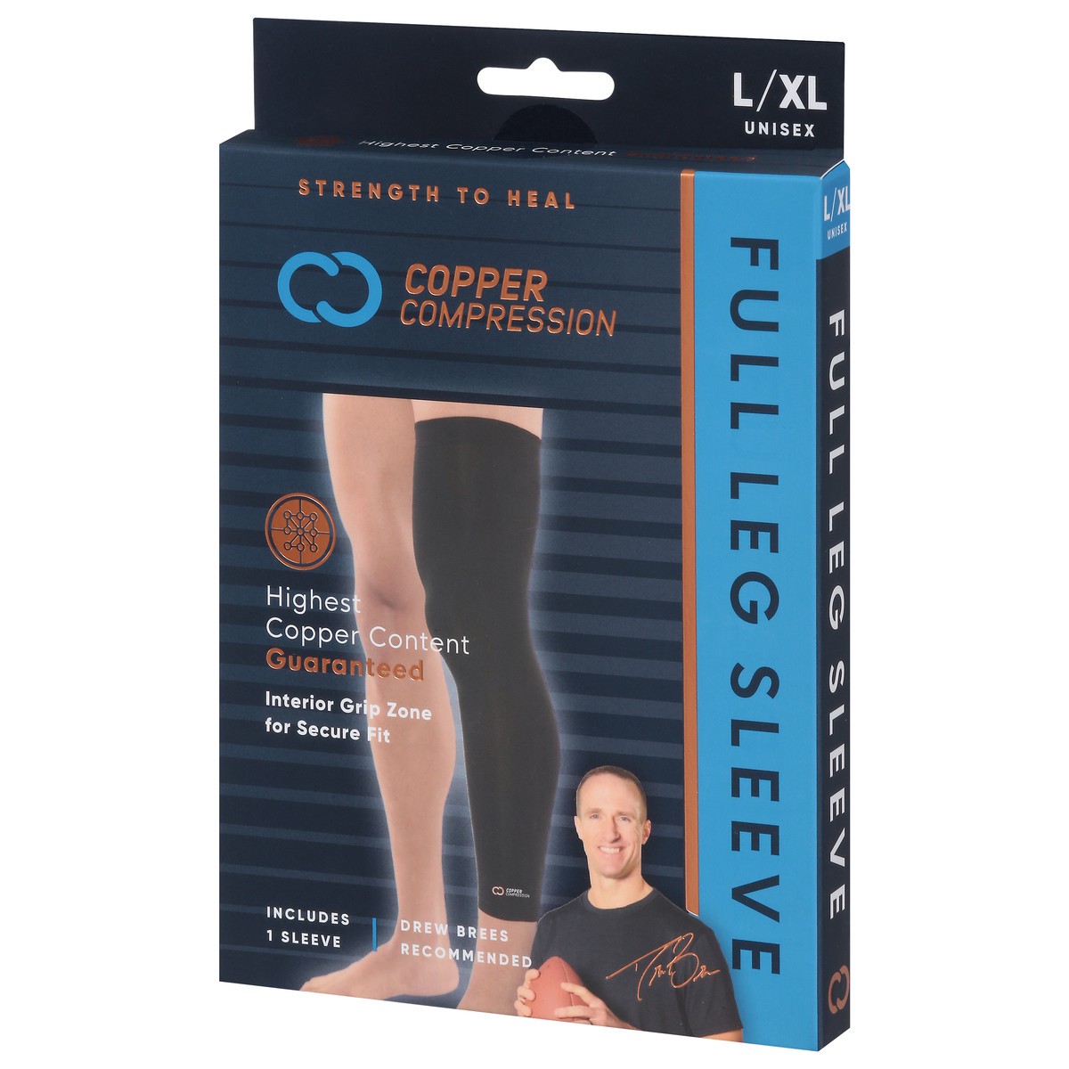 slide 3 of 9, Copper Compression Unisex Full Leg Sleeve L/XL 1 ea, 1 ct