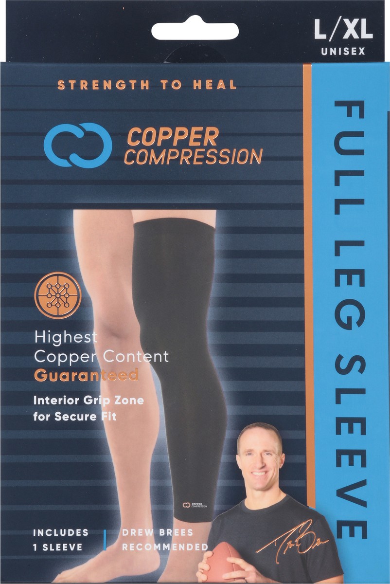 slide 6 of 9, Copper Compression Unisex Full Leg Sleeve L/XL 1 ea, 1 ct
