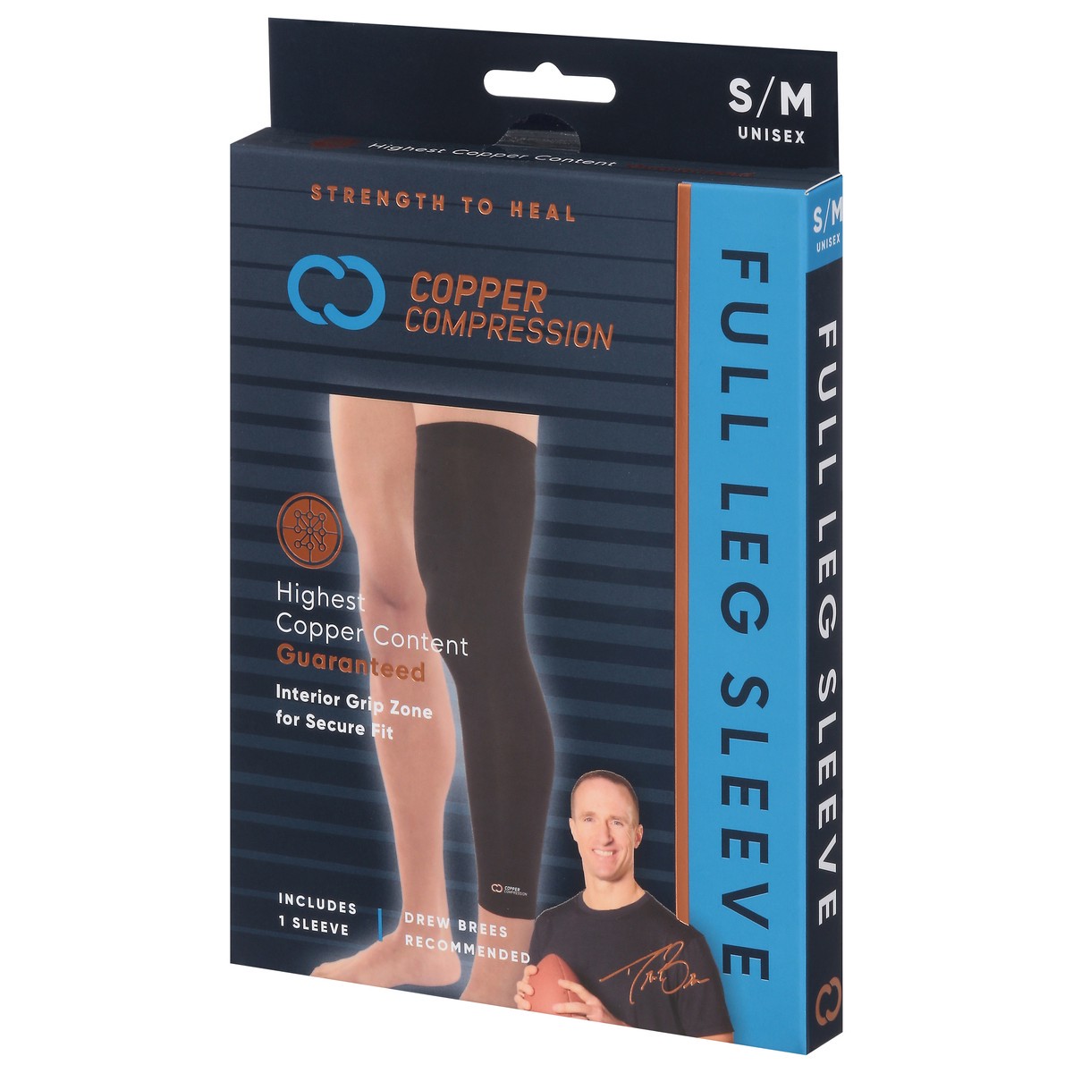 slide 8 of 9, Copper Compression Unisex Full Leg Sleeve S/M 1 ea, 1 ct