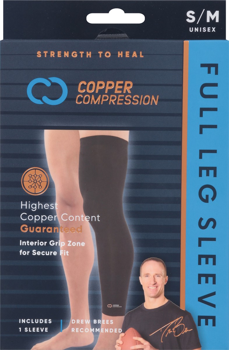 slide 5 of 9, Copper Compression Unisex Full Leg Sleeve S/M 1 ea, 1 ct