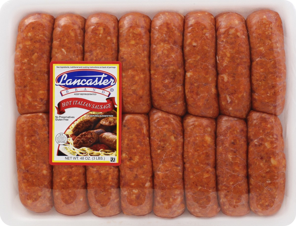 slide 1 of 13, Lancaster Hot Italian Sausage 48 oz, 48 oz