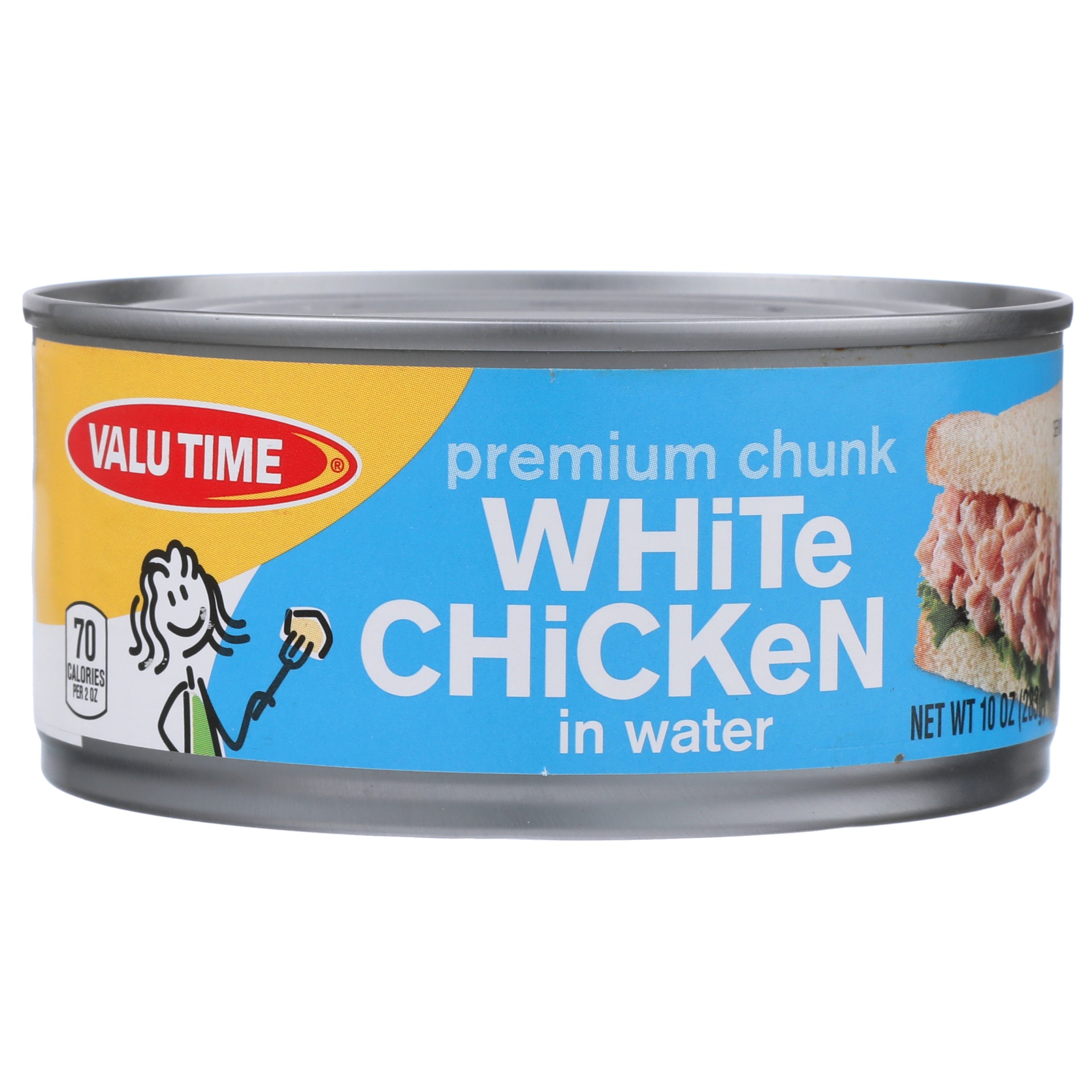 slide 1 of 6, Valu Time Premium Chunk White Chicken, 10 oz