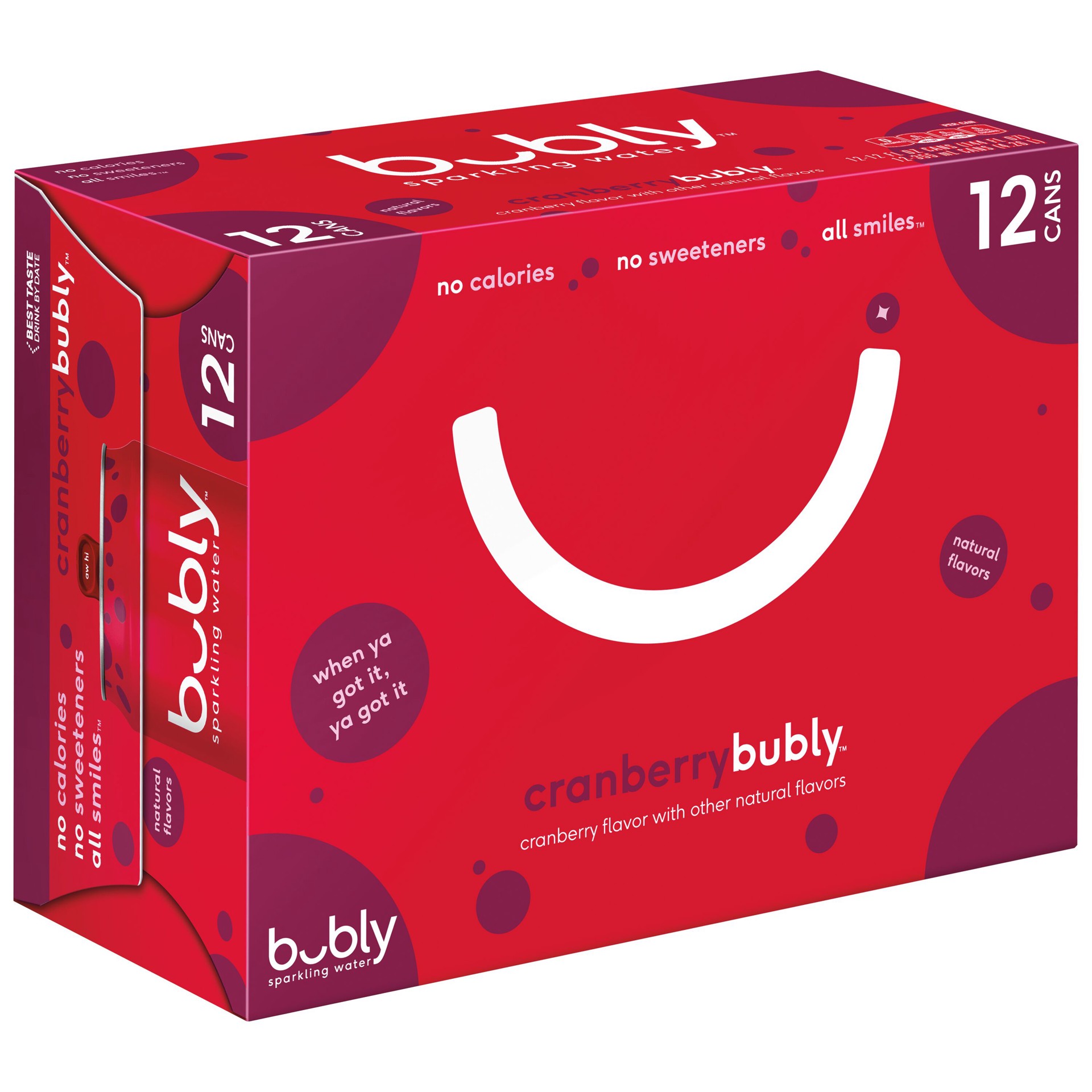 slide 1 of 4, bubly Sparkling Water Cranberry - 12 ct; 12 fl oz, 12 ct; 12 fl oz