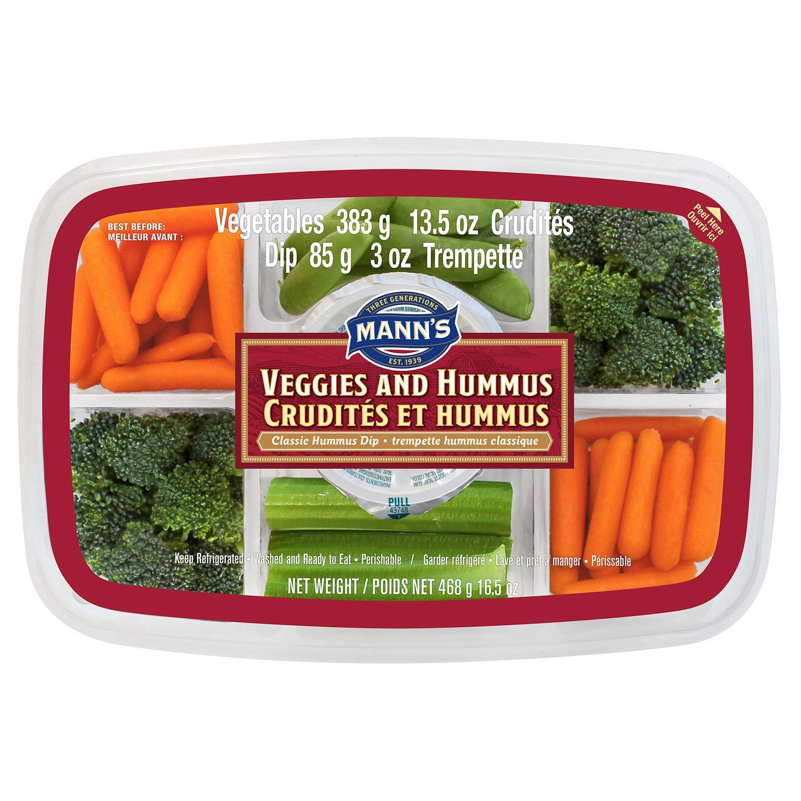 slide 1 of 1, Mann's Hummus Veggie Snack Tray, 16.5 oz