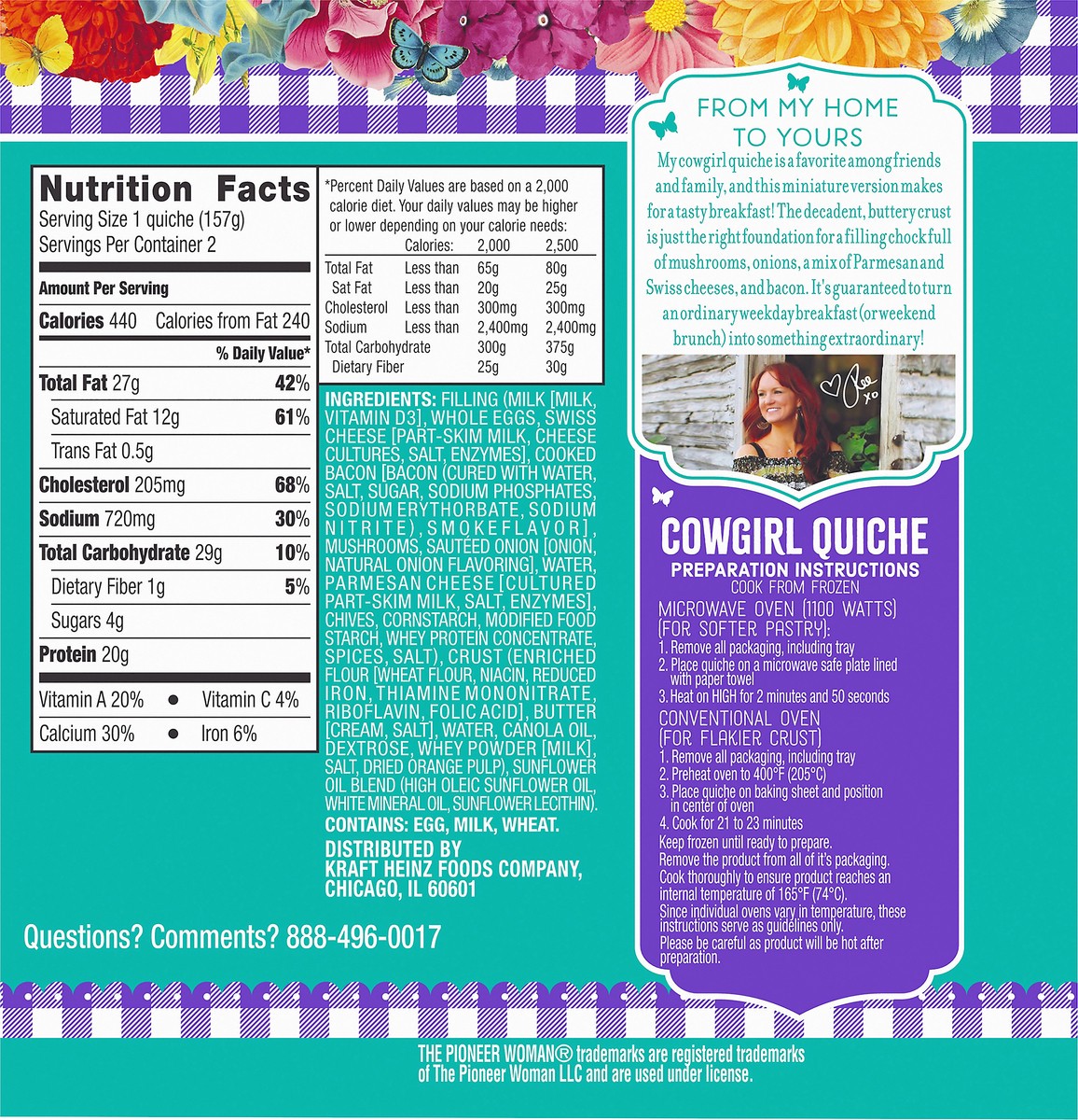 slide 3 of 10, The Pioneer Woman Cowgirl Quiche, 11.2 oz Box, 314 g